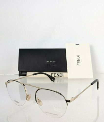 Brand New Authentic Fendi Eyeglasses 0106 RHL 51mm Gold & Black Frame M0106