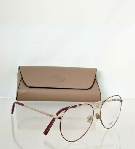 Brand New Authentic Tod's Eyeglasses TO 5257 066 56mm Burgundy & GoldTO 5257