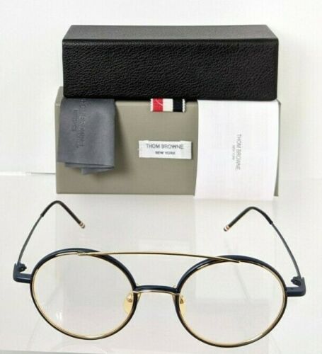 Brand New Authentic Thom Browne Eyeglasses TBX108-C-NVY Gold TB108 50mm Frame