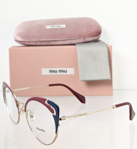 Brand New Authentic Miu Miu Eyeglasses VMU 50R HB5 - 1O1 BlueBurg & Gold Frame