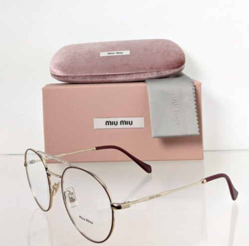 Brand New Authentic Miu Miu Eyeglasses VMU 51R R1J - 1O1 Silver Burgundy Frame