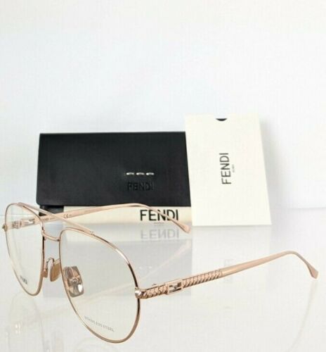 Brand New Authentic Fendi Eyeglasses 0446 DDB 56mm Rose Gold Frame 0446